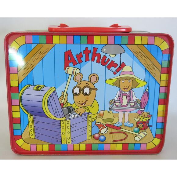 Arthur PBS Kids Vintage Lunch Box Metal Marc Brown Schylling Handle 1997 Cartoon - Picture 4 of 13